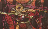 Dirk Meerkotter, Abstract Composition, hand-coloured etching on paper