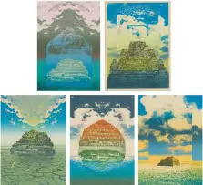 Helmut Starcke, Haystacks, five, colour serigraph