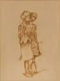 Julian Motau, Two Women, coloured pencil on paper