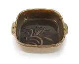 Hyme Rabinowitz, Square Dish, brown and sage glazed stoneware
