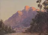 Evening – The Simonsberg, Simonstown by Edward Clark Churchill Mace, oil on board, sold Nov 2021