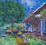 François Krige, Sylvia Reading in the Garden of the Artist's House, Montagu, oil on canvas