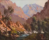 Tinus de Jongh, Cape Mountain Landscape with River