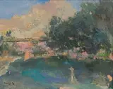 Jean Welz, Hex River with Bathers and the Orange Express
