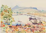 Nauplion by Walter Battiss, watercolour on artist's board, sold May 2022
