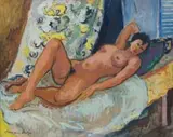 François Krige, Reclining Nude, oil on board
