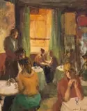 Bar Room Scene by Alexander Rose-Innes, oil on canvas, offered May 2022