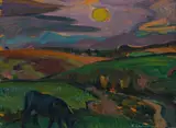 Landscape with Cow by Maggie Laubser, oil on board, offered May 2022