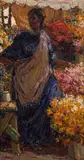 Flower Seller by Adriaan Boshoff, oil on canvas laid down on board, sold May 2022