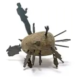 Marco Cianfanelli, Untitled, from the Orbit series, 2005, laser-cut mild steel and found rock
