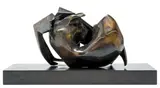 Neels Coetzee, Untitled (Figure and Shield series), bronze with a dark brown patina on a steel base