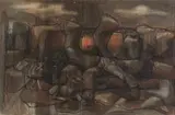 Louis Maqhubela, The Traveller, charcoal and pastel on paper