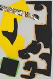 Zander Blom, Shapes in Yellow, Green and Browns, mixed media with collage on canvas