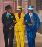 Lutanda Zemba Luzamba, Black, Yellow and Blue, oil on canvas