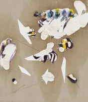 Abstract Composition in White by Zander Blom, oil on canvas, offered May 2022