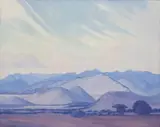 Strydpoort Mountains, Sekhukhuneland (Strydpoort Berge, Sekoekoenisland) by Jacobus Hendrik Pierneef, oil on canvas laid down on board, offered May 2022