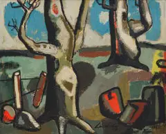 Erik Laubscher, Landscape with Trees, oil on board
