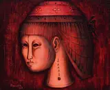 Alexis Preller, Florentine Head, oil on wood panel