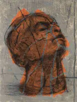 Head (Orange) by William Kentridge, 1993, colour drypoint etching, sold May 2022