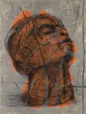 William Kentridge, Head (Orange), 1993, colour drypoint etching