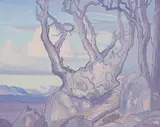 Rocks and Tree Trunks by Jacobus Hendrik Pierneef, oil on canvas laid down on board, offered May 2022