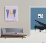 Sam Nhlengethwa, The Piano, oil and collage on canvas