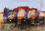 Beezy Bailey, Fun and Games under Table Mountain, oil and screenprint on canvas
