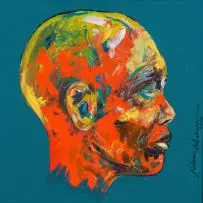 Nelson Makamo, Head in Profile, acrylic with charcoal on canvas