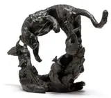 Leopard and Guineafowl, maquette by Dylan Lewis, 2012, bronze with a black and dark brown patina, sold May 2022
