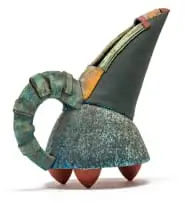 Hennie Meyer, Toucan Jug, painted and glazed ceramic