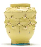 Yellow Vase with Bumps by Hylton Nel, painted and glazed ceramic, sold Nov 2021