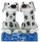 Two Spotted Dogs by Nico Masemola, painted and glazed ceramic, sold Nov 2021