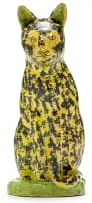 Patchy Yellow Cat by Hylton Nel, painted and glazed ceramic, sold Nov 2021