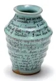 Ribbed Vase with Text by Hylton Nel, painted and glazed ceramic, sold Nov 2021