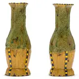 Hylton Nel, A Pair of Green and Yellow Vases, two