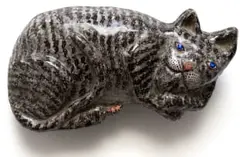 Resting Cat by Hylton Nel, painted and glazed ceramic, sold Nov 2021