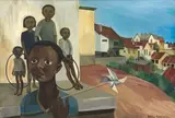 Marianne Podlashuc, Five Children, South End, Port Elizabeth, oil on board