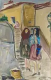 Irma Stern, The Gossipers, mixed media on paper