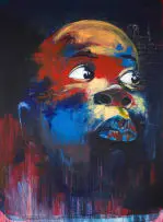 Nelson Makamo, Head of a Child, mixed media on canvas