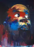 Nelson Makamo, Head of a Child, mixed media on canvas