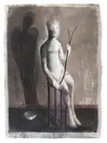 Deborah Bell, Waiting for the Miracle to Come, charcoal, ink wash, pastel, and watercolour on paper