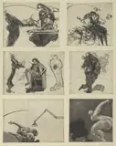 William Kentridge, 6 Domestic Scenes, etching on paper