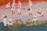 Fruit Sellers, Comoros by Walter Battiss, oil on canvas, offered Apr 2022