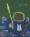 Women at Work by Walter Battiss, oil on canvas, sold Apr 2022