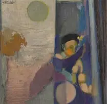 Stanley Pinker, Abstracted Figure, oil on board