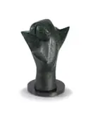 Edoardo Villa, Head, bronze with a verdigris patina on a steel base
