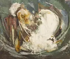 Abstract Forms by Cecil Higgs, oil on canvas, offered Apr 2022