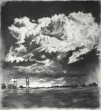 Themba Khumalo, Conversation, charcoal on Fabriano paper