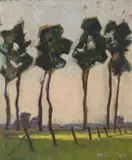Landscape with Trees by Maggie Laubser, oil on board, sold Apr 2022