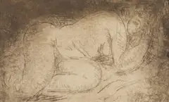 Irma Stern, Reclining Nude, etching